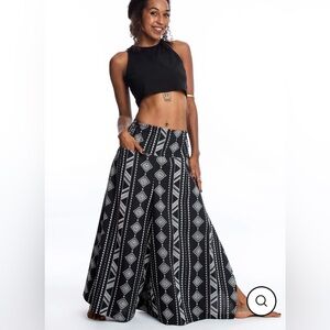 Harem Pants Black and White Geometric Patterned Pants